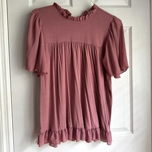 Pink ruffle blouse